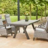 SIENA GARDEN Tirana/Solea Dining Set, Anthrazit/blau, Keramik/Gardino®-Geflecht/Alu, 205-265 X 103 X 76 Cm, Inkl. 4 Diningsessel, Stufenlos Verstellbar