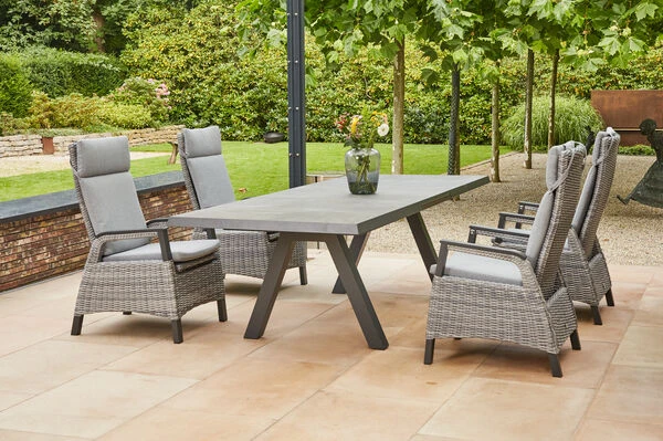 SIENA GARDEN Tirana/Solea Dining Set, Anthrazit/blau, Keramik/Gardino®-Geflecht/Alu, 205-265 X 103 X 76 Cm, Inkl. 4 Diningsessel, Stufenlos Verstellbar 18 SIENA GARDEN Tirana/Solea Dining Set, Anthrazit/blau, Keramik/Gardino®-Geflecht/Alu, 205-265 X 103 X 76 Cm, Inkl. 4 Diningsessel, Stufenlos Verstellbar – Bild 18