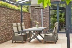 SIENA GARDEN Messina/Corido Dining Set, Anthrazit/grau, Alu/Gardino®-Geflecht/Keramik, 200-260 X 100 Cm, Inkl. 6 Diningsessel