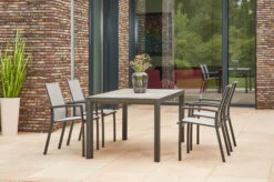 SIENA GARDEN Silva/Velia Dining Set, Anthrazit/grau, Alu/Ranotex®-Gewebe/Keramik, 160 X 90cm, Inkl. 4 Diningsessel