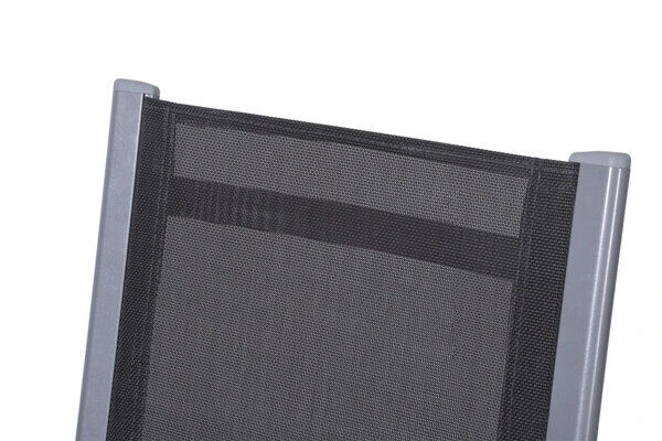 KETTLER Cubic Esstischgarnitur, Silber/anthrazit/grau, Alu/Textilene, Tisch 160x90 Cm, 4 Stapelsessel 4 KETTLER Cubic Esstischgarnitur, Silber/anthrazit/grau, Alu/Textilene, Tisch 160x90 Cm, 4 Stapelsessel – Bild 4