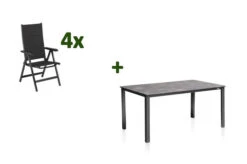KETTLER Cubic/Basic Plus Padded Esstischgarnitur, Anthrazit, Alu/Kettalit/Textilene, 160x90 Cm, 4 Multipos