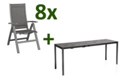 KETTLER Cubic/Altura Esstischgarnitur, Anthrazit, Alu/HPL/Textilene, 140/210x70 Cm, 8 Multipos