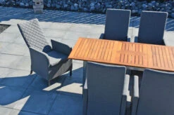 OUTFLEXX Malaga Sitzgruppe, Natur/anthrazit/flanelle, FSC-Teak/Edelstahl/Alu/Sunbrella, 150/200x90cm, 6 Sessel, Plattenstärke 20mm, Verstellbare Rückenlehne -Beste Gartenmöbel Geschäfte 28872 12.JPG