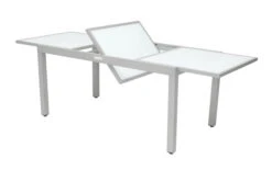VILLANA Ausziehtisch, Silber/weiß, Alu/Sicherheitsglas, 160/220x90 Cm, Flügelmechanismus 17 VILLANA Ausziehtisch, Silber/weiß, Alu/Sicherheitsglas, 160/220x90 Cm, Flügelmechanismus -Beste Gartenmöbel Geschäfte 2 13395 2.jpg