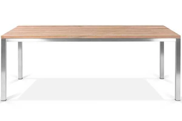 OUTFLEXX Esstisch, Silber/natur, Edelstahl/ Recyceltes FSC®-Teakholz, 200x100cm, Rustikal Gebürstet 4 OUTFLEXX Esstisch, Silber/natur, Edelstahl/ Recyceltes FSC®-Teakholz, 200x100cm, Rustikal Gebürstet – Bild 4