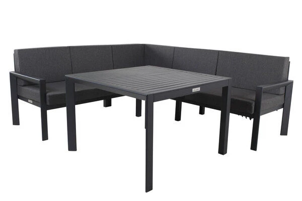 VILLANA Dining-Lounge, Schwarz/grau Meliert, Alu/Polyester, Inkl. Kissen 6 VILLANA Dining-Lounge, Schwarz/grau Meliert, Alu/Polyester, Inkl. Kissen – Bild 6