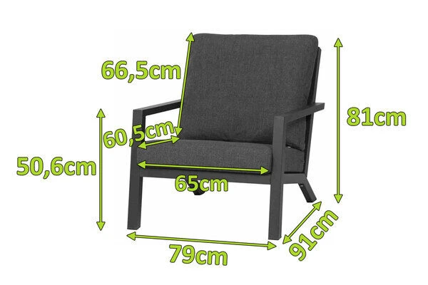 SIENA GARDEN Belia Loungesessel, Matt-anthrazit, Aluminium, 79x91x81 Cm, Inkl. Polster Dunkelgrau 2 SIENA GARDEN Belia Loungesessel, Matt-anthrazit, Aluminium, 79x91x81 Cm, Inkl. Polster Dunkelgrau – Bild 2