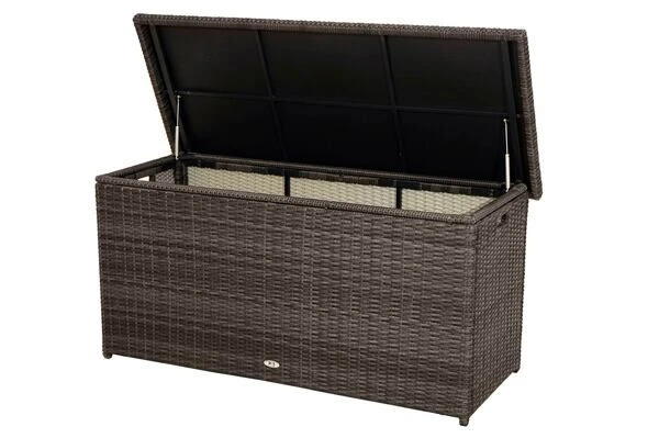 Ploß Rocking Kissenbox, Grau/braun-meliert, Polyrattan, 145x58x73 Cm, Inkl. Inlay 2 Ploß Rocking Kissenbox, Grau/braun-meliert, Polyrattan, 145x58x73 Cm, Inkl. Inlay – Bild 2