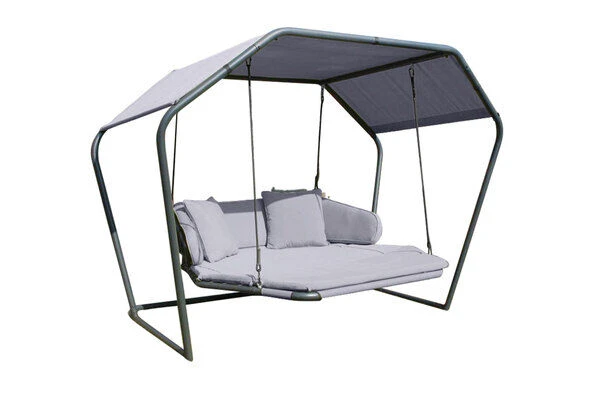 LECO Hollywoodliege, Anthrazit/lichtgrau, Stahl/Polyester, 264x185x195cm, 2 Pers, Inkl. Polster 2 LECO Hollywoodliege, Anthrazit/lichtgrau, Stahl/Polyester, 264x185x195cm, 2 Pers, Inkl. Polster – Bild 2