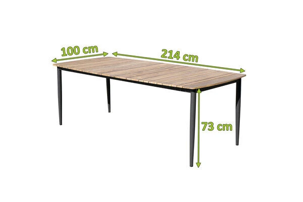 OUTFLEXX Oscar Esstisch, Anthrazit, Alu/FSC-Teak, 220x100x73 Cm, Tischplatte Aus Hochwertigem Teak 2 OUTFLEXX Oscar Esstisch, Anthrazit, Alu/FSC-Teak, 220x100x73 Cm, Tischplatte Aus Hochwertigem Teak – Bild 2