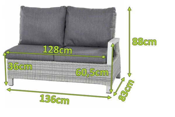 SIENA GARDEN Corido 2-Sitzer Sofa, Ice Grey, Alu / Gardino®-Geflecht, 136x83x88 Cm, Armlehne Links 2 SIENA GARDEN Corido 2-Sitzer Sofa, Ice Grey, Alu / Gardino®-Geflecht, 136x83x88 Cm, Armlehne Links – Bild 2