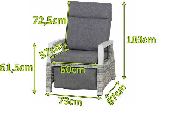 SIENA GARDEN Corido Relaxsessel, Ice Grey, Alu / Gardino®-Geflecht, 73x87x103 Cm, Verstellbar 2 SIENA GARDEN Corido Relaxsessel, Ice Grey, Alu / Gardino®-Geflecht, 73x87x103 Cm, Verstellbar – Bild 2