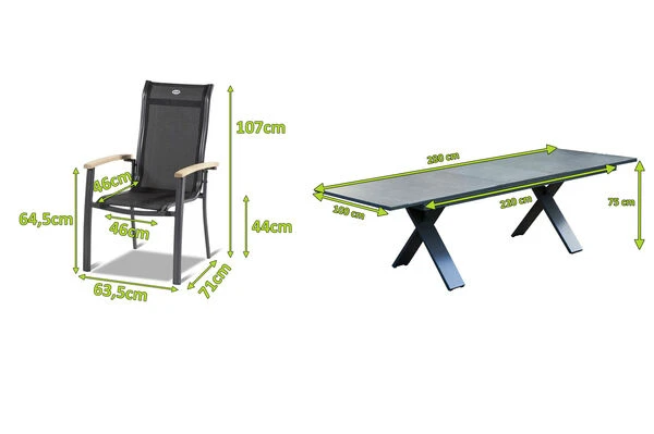 HARTMAN Sondermodell Xanadu / Alice Esstischgarnitur, Xerix/schwarz, Alu/Glaskeramik, 4x4 Textilen, 10 Stapelsessel, 220/280x100cm 5 HARTMAN Sondermodell Xanadu / Alice Esstischgarnitur, Xerix/schwarz, Alu/Glaskeramik, 4x4 Textilen, 10 Stapelsessel, 220/280x100cm – Bild 5