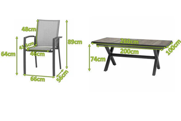 SIENA GARDEN Velia / Sincro Dining Set, Anthrazit/natur-grau, Alu/Ranotex/Keramik, 10 Sessel, Ausziehtisch 205/265 X 103 Cm 2 SIENA GARDEN Velia / Sincro Dining Set, Anthrazit/natur-grau, Alu/Ranotex/Keramik, 10 Sessel, Ausziehtisch 205/265 X 103 Cm – Bild 2