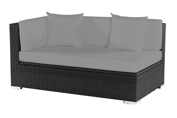OUTFLEXX 2-Sitzer Ecksofa, Schwarz, Polyrattan, 145x85x70cm, Armlehne Rechts, Wasserfeste Kissenbox 2 OUTFLEXX 2-Sitzer Ecksofa, Schwarz, Polyrattan, 145x85x70cm, Armlehne Rechts, Wasserfeste Kissenbox – Bild 2
