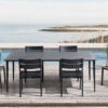 OUTFLEXX Dining-Set, Anthrazit Matt, Alu, Tisch 200x97cm, 6 Sessel