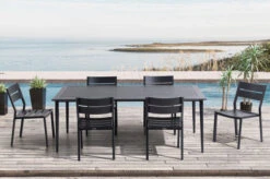 OUTFLEXX Dining-Set, Anthrazit Matt, Alu, Tisch 200x97cm, 6 Sessel