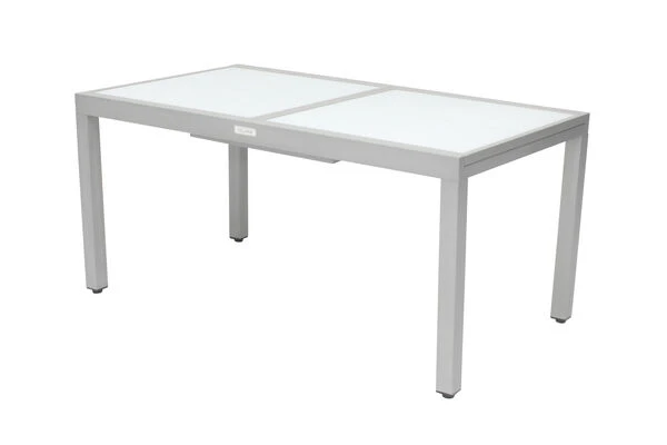 VILLANA Ausziehtisch, Silber/weiß, Alu/Sicherheitsglas, 160/220x90 Cm, Flügelmechanismus 7 VILLANA Ausziehtisch, Silber/weiß, Alu/Sicherheitsglas, 160/220x90 Cm, Flügelmechanismus – Bild 7