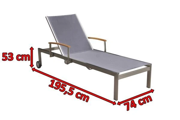 OUTFLEXX Rollliege, Taupe, Edelstahl/Textilene, Mit Gasfeder, 195,5x74x35cm 5 OUTFLEXX Rollliege, Taupe, Edelstahl/Textilene, Mit Gasfeder, 195,5x74x35cm – Bild 5