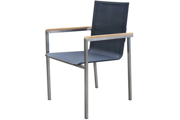 OUTFLEXX Set, Schwarz, 150 X 90 Cm, Edelstahl/Teak, Ausziehtisch, 6 Stühle, 2 Multipositionssessel 3 OUTFLEXX Set, Schwarz, 150 X 90 Cm, Edelstahl/Teak, Ausziehtisch, 6 Stühle, 2 Multipositionssessel – Bild 3