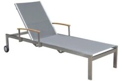 OUTFLEXX Sonnenliegen-Set, Silber, Edelstahl/FSC-Teak, 195,5x74x35cm, Mit Armlehnen, Inkl. Beistelltisch 45x45cm -Beste Gartenmöbel Geschäfte 3 16546.jpg