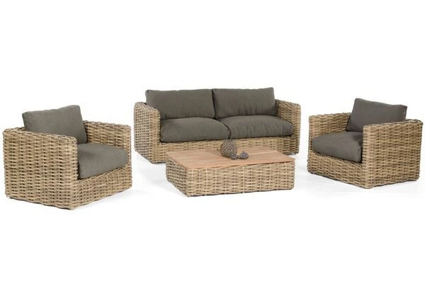 SONNENPARTNER Sands Loungegruppe, Light Oaks, Geflecht, 4 Personen, Inkl. Polster 3 SONNENPARTNER Sands Loungegruppe, Light Oaks, Geflecht, 4 Personen, Inkl. Polster – Bild 3