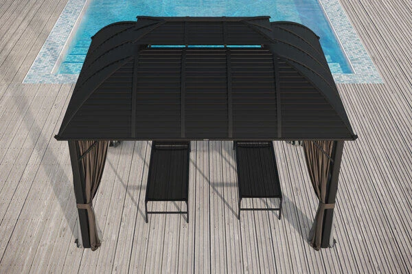 OUTFLEXX Hardtop Pavillon, Braun, Alu, 300x365cm, Inkl. Seitenteile Und Insektennetz 3 OUTFLEXX Hardtop Pavillon, Braun, Alu, 300x365cm, Inkl. Seitenteile Und Insektennetz – Bild 3