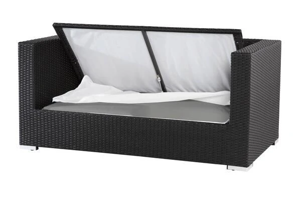 OUTFLEXX 2-Sitzer Sofa, Schwarz, Polyrattan 152x85x70cm, Inkl. Polster Und Wasserfeste Kissenbox 3 OUTFLEXX 2-Sitzer Sofa, Schwarz, Polyrattan 152x85x70cm, Inkl. Polster Und Wasserfeste Kissenbox – Bild 3