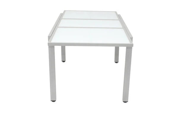 VILLANA Ausziehtisch, Silber/weiß, Alu/Sicherheitsglas, 160/220x90 Cm, Flügelmechanismus 8 VILLANA Ausziehtisch, Silber/weiß, Alu/Sicherheitsglas, 160/220x90 Cm, Flügelmechanismus – Bild 8