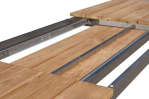 OUTFLEXX Ausziehtisch, FSC-Teakholz/Edelstahl, Plattenstärke 30mm, 220/340x100cm 8 OUTFLEXX Ausziehtisch, FSC-Teakholz/Edelstahl, Plattenstärke 30mm, 220/340x100cm – Bild 8