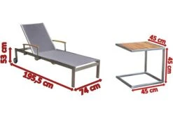 OUTFLEXX Sonnenliegen-Set, Taupe, Edelstahl/FSC-Teak, 195,5x74x35cm, Mit Armlehnen, Inkl. Beistelltisch 45x45cm -Beste Gartenmöbel Geschäfte 4 16547.jpg