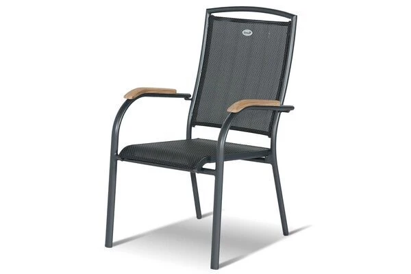 HARTMAN Sondermodell Yasmani/Raffaelo Esstischgruppe, Xerix, Alu/Teakholz, 240x100cm, 6 Stapelsessel 4 HARTMAN Sondermodell Yasmani/Raffaelo Esstischgruppe, Xerix, Alu/Teakholz, 240x100cm, 6 Stapelsessel – Bild 4