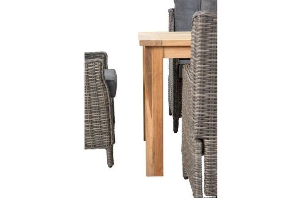 OUTFLEXX Esstischgarnitur, Polyrattan/Teakholz, Tisch 200x100cm, 6 Diningsessel, Inkl. Polster 4 OUTFLEXX Esstischgarnitur, Polyrattan/Teakholz, Tisch 200x100cm, 6 Diningsessel, Inkl. Polster – Bild 4