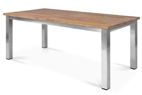 STERN Cardiff Esstischgruppe, Silber/taupe, Edelstahl/Teak, Tisch 200/260 X 100 Cm, 4 Stapel-, 2 Multipositionssessel 4 STERN Cardiff Esstischgruppe, Silber/taupe, Edelstahl/Teak, Tisch 200/260 X 100 Cm, 4 Stapel-, 2 Multipositionssessel – Bild 4