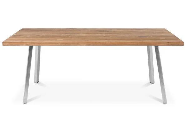 STERN Cardiff Esstischgruppe, Silber/taupe, Edelstahl/Teak, Tisch 160 X 90 Cm, 6 Stapelsessel 4 STERN Cardiff Esstischgruppe, Silber/taupe, Edelstahl/Teak, Tisch 160 X 90 Cm, 6 Stapelsessel – Bild 4