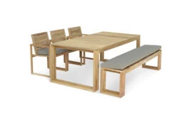 OUTFLEXX Anok Esstischgarnitur, Natur, Recycled FSC-Teak, Esstisch 200x100cm, 1x Bank 200x40cm, 3x Stuhl 8 OUTFLEXX Anok Esstischgarnitur, Natur, Recycled FSC-Teak, Esstisch 200x100cm, 1x Bank 200x40cm, 3x Stuhl -Beste Gartenmöbel Geschäfte 4 20600.jpg