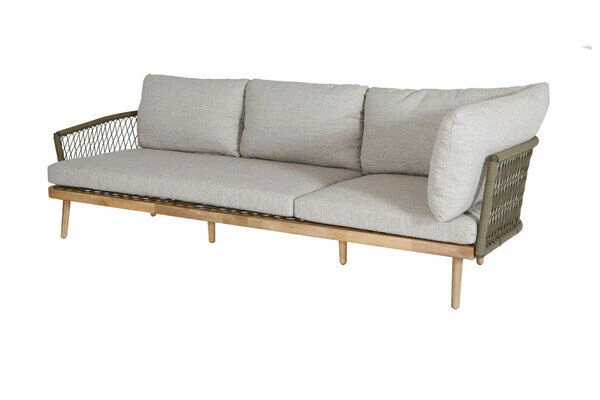 OUTFLEXX Ecklounge, Olive Green, Rope/Akazie, 5 Personen, Inkl. Polster In Sandfarbe Und Kaffeetisch 80 X 80 Cm 4 OUTFLEXX Ecklounge, Olive Green, Rope/Akazie, 5 Personen, Inkl. Polster In Sandfarbe Und Kaffeetisch 80 X 80 Cm – Bild 4