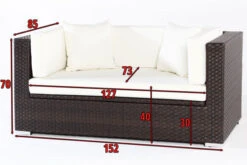 OUTFLEXX 2-Sitzer Sofa, Braun, Polyrattan, 152x85x70cm, Inkl. Polster, Wasserfeste Kissenbox 7 OUTFLEXX 2-Sitzer Sofa, Braun, Polyrattan, 152x85x70cm, Inkl. Polster, Wasserfeste Kissenbox -Beste Gartenmöbel Geschäfte 4 2393 2 BOX.jpg