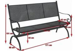 MBM Bank Romeo, Marone, Schmiedeeisen Verzinkt, Pulverbeschichtet, 3-Sitzer, 171x101x68 Cm -Beste Gartenmöbel Geschäfte 5 10896.jpg