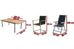 OUTFLEXX Set, Schwarz, 180/240 X 100 Cm, Edelstahl/Teak, Ausziehtisch, 4 Stühle Padded, 2 Multipositionssessel -Beste Gartenmöbel Geschäfte 5 14141.jpg
