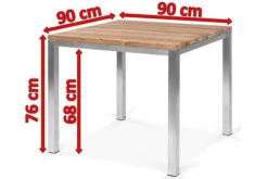 OUTFLEXX Esstisch, Silber/natur, Edelstahl/ Recyceltes FSC®-Teakholz, 90x90cm, Rustikal Gebürstet 9 OUTFLEXX Esstisch, Silber/natur, Edelstahl/ Recyceltes FSC®-Teakholz, 90x90cm, Rustikal Gebürstet -Beste Gartenmöbel Geschäfte 5 15860.jpg