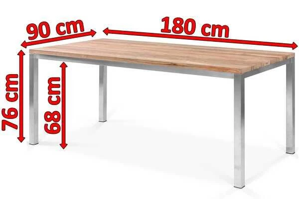 OUTFLEXX Esstisch, Silber/natur, Edelstahl/ Recyceltes FSC®-Teakholz, 180x90cm, Rustikal Gebürstet 5 OUTFLEXX Esstisch, Silber/natur, Edelstahl/ Recyceltes FSC®-Teakholz, 180x90cm, Rustikal Gebürstet – Bild 5