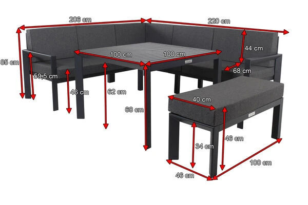 VILLANA Dining-Lounge, Schwarz/grau Meliert, Alu/Polyester, Inkl. Kissen 5 VILLANA Dining-Lounge, Schwarz/grau Meliert, Alu/Polyester, Inkl. Kissen – Bild 5
