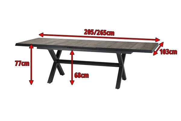 SIENA GARDEN Sincro Ausziehtisch, Anthrazit/natur-grau, Alu/Keramik, 205/265x103 Cm 5 SIENA GARDEN Sincro Ausziehtisch, Anthrazit/natur-grau, Alu/Keramik, 205/265x103 Cm – Bild 5