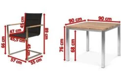 OUTFLEXX Esstischgarnitur, Edelstahl / Recyceltes FSC-Teak, Tisch 90 X 90 Cm, 4 Freischwinger Padded, Schwarz -Beste Gartenmöbel Geschäfte 5 17258.jpg