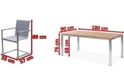 OUTFLEXX Esstischgarnitur, Edelstahl / FSC-Teak, Tisch 180 X 90 Cm, 6 Freischwinger Padded, Silber 15 OUTFLEXX Esstischgarnitur, Edelstahl / FSC-Teak, Tisch 180 X 90 Cm, 6 Freischwinger Padded, Silber -Beste Gartenmöbel Geschäfte 5 17286.jpg