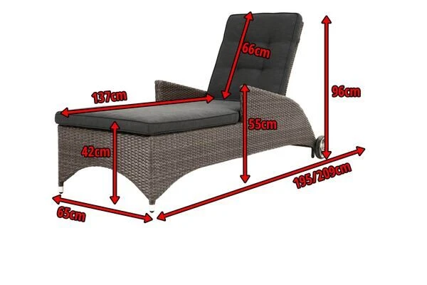 Ploß Rocking Comfort Rollliege, Grau/braun-meliert, Polyrattan, 195x65x42cm, Verstellbar, Hohe Sitzhöhe 5 Ploß Rocking Comfort Rollliege, Grau/braun-meliert, Polyrattan, 195x65x42cm, Verstellbar, Hohe Sitzhöhe – Bild 5