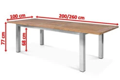OUTFLEXX Ausziehtisch, Edelstahl/recyceltes FSC®-Teak, 200/260x100cm, Rustikal Gebürstet -Beste Gartenmöbel Geschäfte 5 18318.jpg
