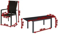 DOPPLER Expert Esstischgarnitur, Anthrazit/schwarz, Alu/Textilene, 6 Stapelsessel, 150-210x90cm -Beste Gartenmöbel Geschäfte 5 18961.jpg